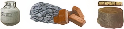 propane tank, rocks and bricks and log greater than 6 inches in diameter